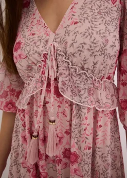 bedrucktes Mesh-Tunika-Kleid