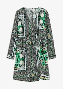 bedrucktes Satin-Wickelkleid