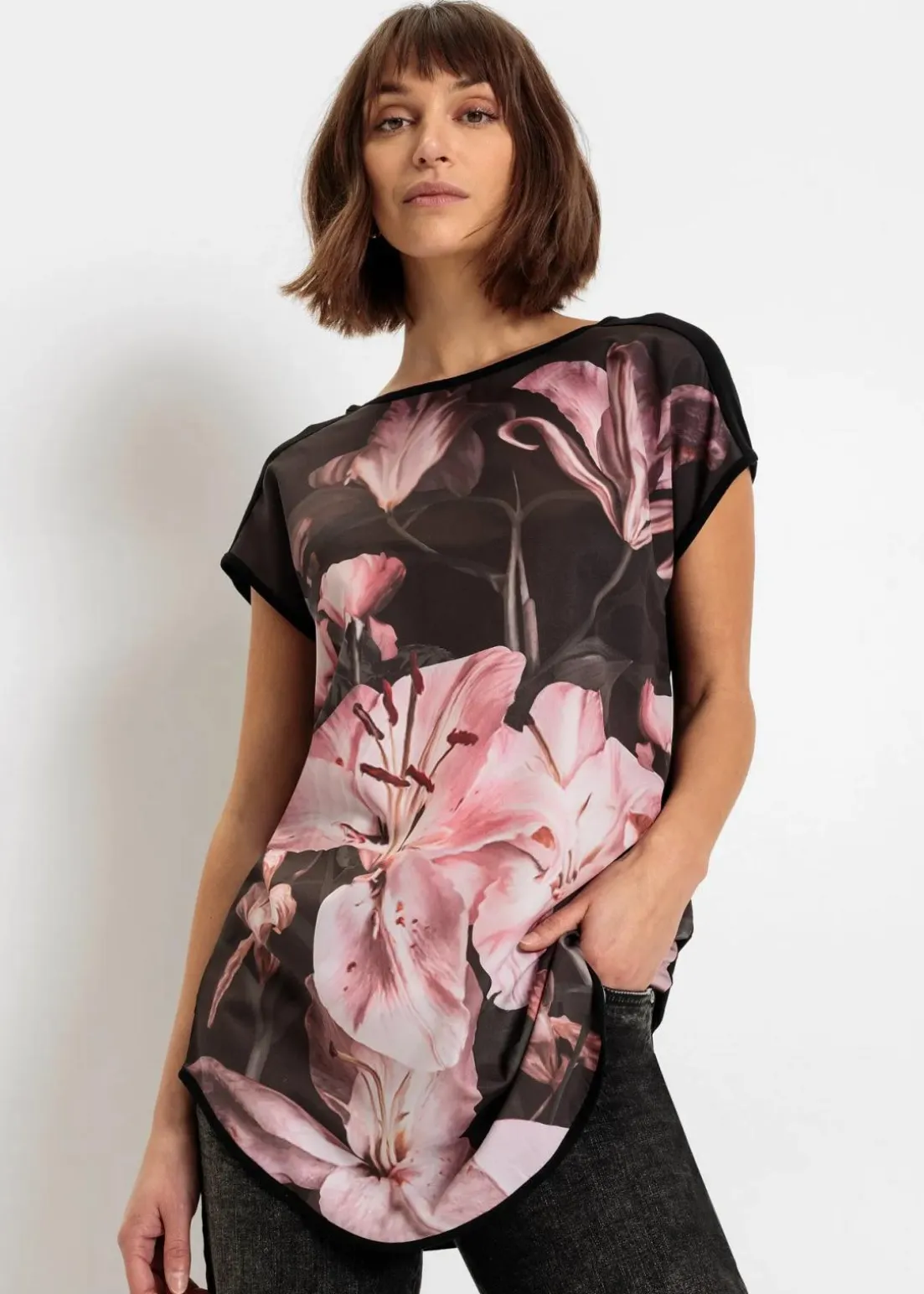 Bedrucktes Shirt aus softem Viskose-Mix