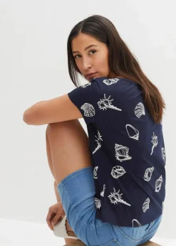 Bedrucktes Shirt mit Rundhalsausschnitt aus Bio-Baumwolle