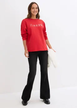 Besticktes Weihnachts-Langarmshirt, oversized