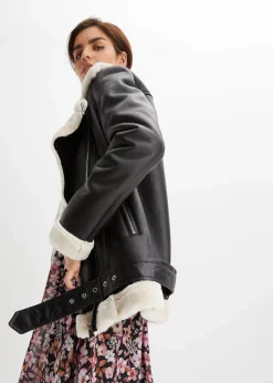 Biker-Jacke aus Lammfellimitat