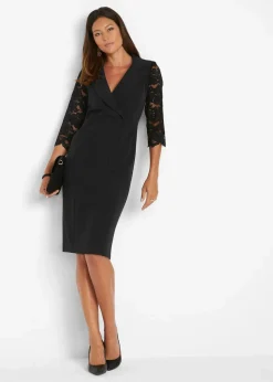 Blazer-Kleid mit Spitzenärmeln