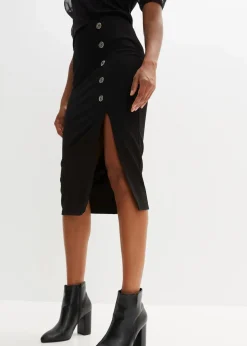 Bleistiftrock mit Knopfleiste