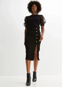 Bleistiftrock mit Knopfleiste