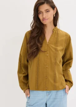 Bluse aus Baumwolle mit Spitzen-Details