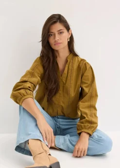 Bluse aus Baumwolle mit Spitzen-Details