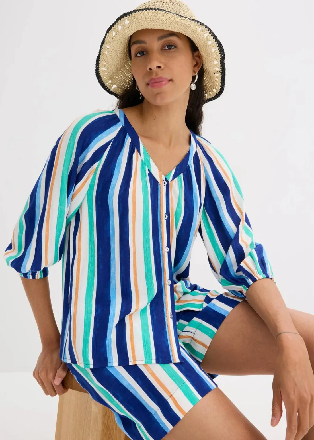 Bluse aus strukturierter Viskose