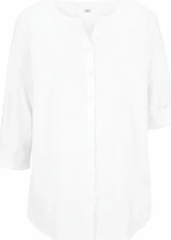 Bluse mit Leinen, 3/4 Arm