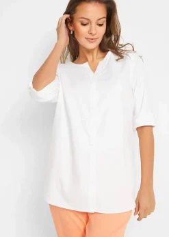 Bluse mit Leinen, 3/4 Arm