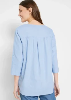 Bluse mit Leinen, 3/4 Arm