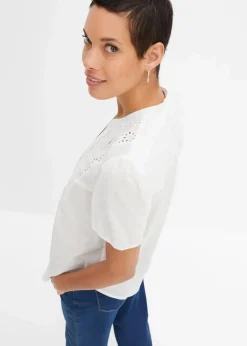 Bluse mit Lochstickerei