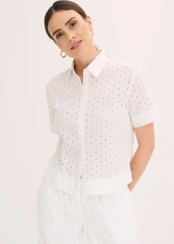 Bluse mit Lochstickerei