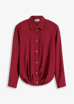 Bluse mit Wickel-Detail aus strukturiertem Material