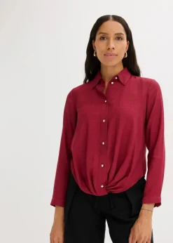 Bluse mit Wickel-Detail aus strukturiertem Material