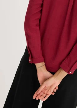 Bluse mit Wickel-Detail aus strukturiertem Material