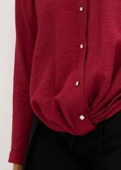 Bluse mit Wickel-Detail aus strukturiertem Material