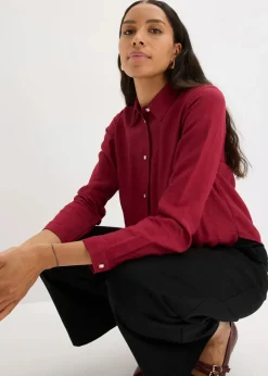 Bluse mit Wickel-Detail aus strukturiertem Material