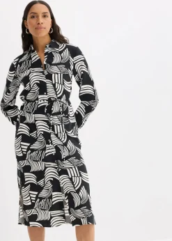 Blusenkleid aus leichtem Leinen-Mix