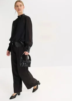 Blusenshirt aus feinem Tüll mit Pailletten