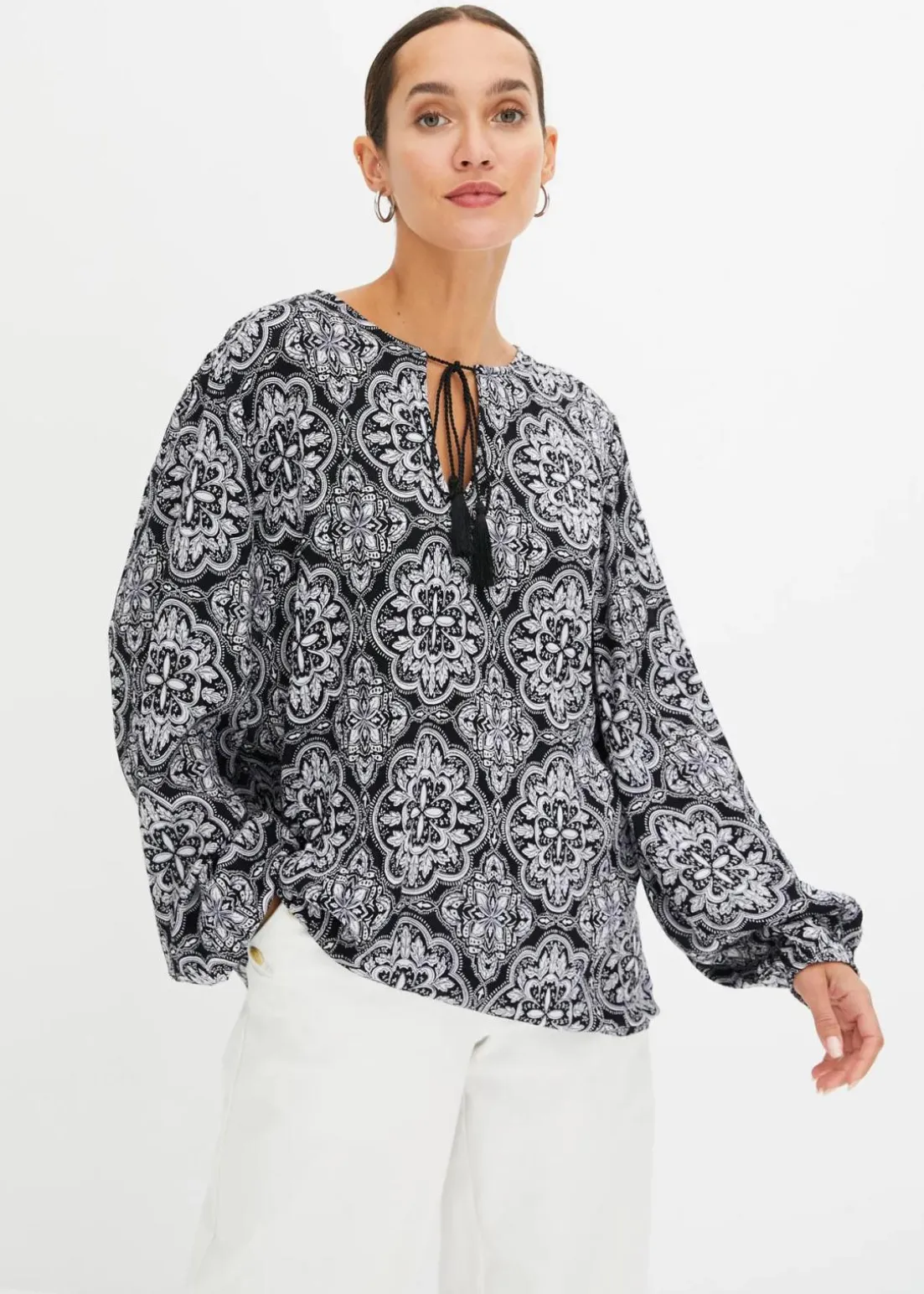 Blusenshirt aus strukturierter Viskose