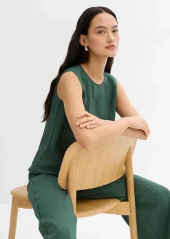 Blusentop aus Crinkle-Viskose-Mix