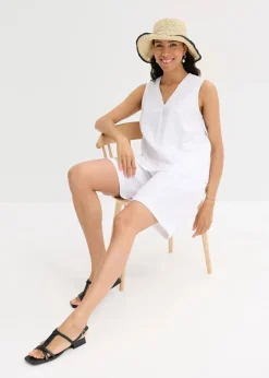 Blusentop aus luftigem Leinen-Mix