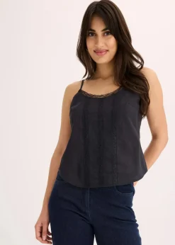 Blusentop mit Lochstickerei aus reiner Baumwolle