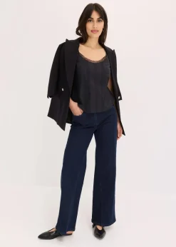 Blusentop mit Lochstickerei aus reiner Baumwolle