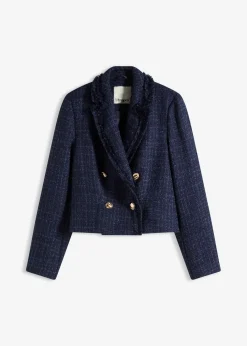 Bouclé-Blazer mit dekorativen Knöpfen