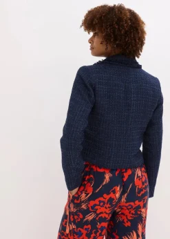 Bouclé-Blazer mit dekorativen Knöpfen