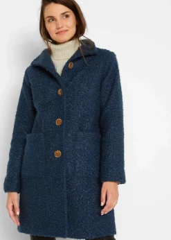 Bouclé-Mantel mit Taschen