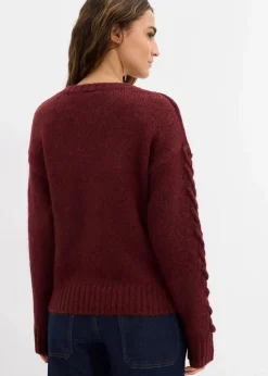 Boxy-Pullover mit geflochtenen Ärmeln