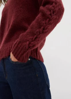 Boxy-Pullover mit geflochtenen Ärmeln