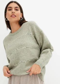 Boxy-Pullover mit Pailletten