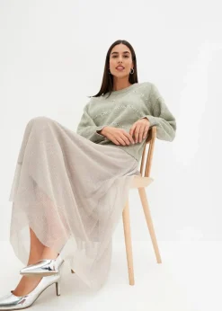 Boxy-Pullover mit Pailletten