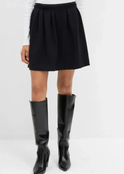 Bundfaltenrock aus leicht glänzendem Viskose-Mix