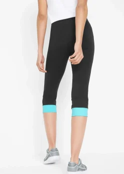 Capri-Leggings mit Kontrastbündchen