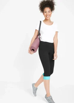 Capri-Leggings mit Kontrastbündchen