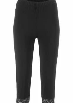 Capri-Leggings mit Spitzendetail