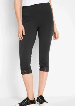 Capri-Leggings mit Spitzendetail