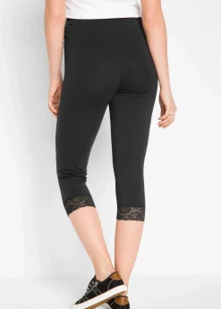 Capri-Leggings mit Spitzendetail