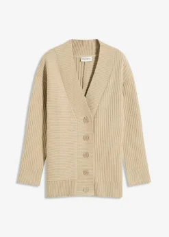 Cardigan mit Rippstrickmuster