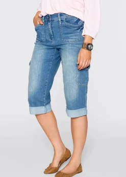 Cargo Jeans, Mid Waist, Stretch
