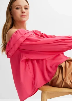 Carmenbluse aus recyceltem Polyester