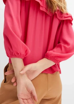 Carmenbluse aus recyceltem Polyester