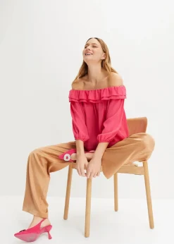 Carmenbluse aus recyceltem Polyester