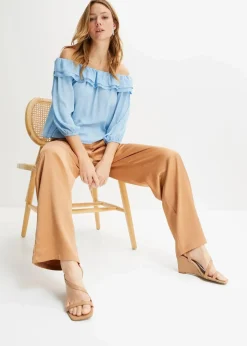 Carmenbluse aus recyceltem Polyester