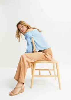 Carmenbluse aus recyceltem Polyester