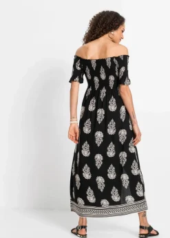 Carmen-Kleid aus fließender Viskose